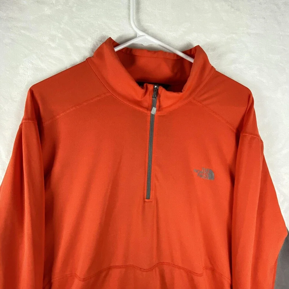 The North Face Shirt Mens 2XL Orange Gray Quarter Zip Long Sleeve Top NF00CP4U